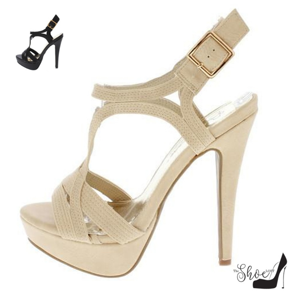 Patti Beige Strappy Open Toe Platform Heels